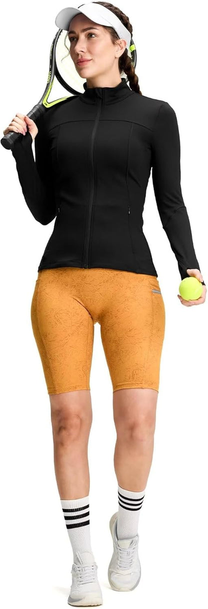 QUEENIEKE Womens Running Jackets Athletic Workout Scrub Jacket Track Full Zip up Gym for Women Yoga Top