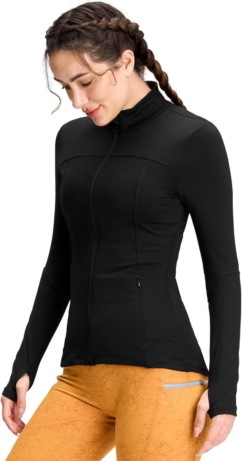 QUEENIEKE Womens Running Jackets Athletic Workout Scrub Jacket Track Full Zip up Gym for Women Yoga Top