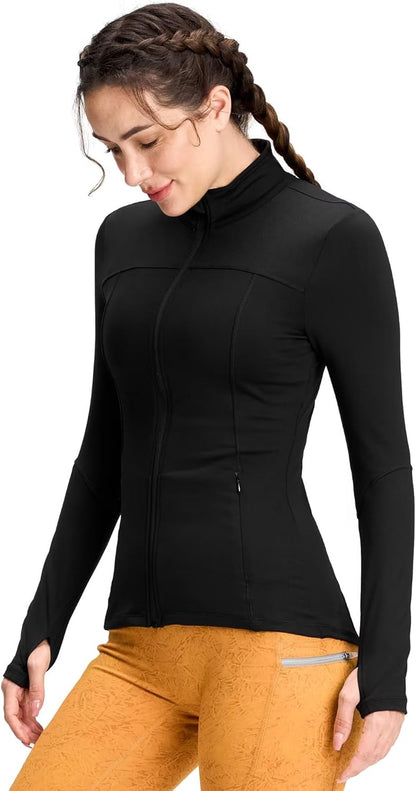 QUEENIEKE Womens Running Jackets Athletic Workout Scrub Jacket Track Full Zip up Gym for Women Yoga Top